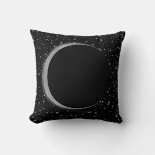 Black & Silver Celestial Måne Magic Lunar Stars Kudde