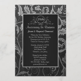 Black - Silver Damask 25:e affärsdagen Inbjudningar
