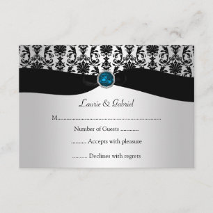 Black Silver Damask Blue Topaz Jewel OSA Invati Kort