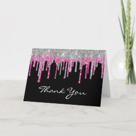 Black Silver Deep Rosa Glitter Drift Quinceañera Tack Kort