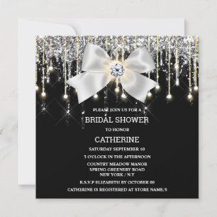 Black silver diamant Shimmer ljus elegant Inbjudningar