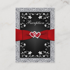Black Silver FAUX Foil, Blommigt, Red Recept Card Tilläggskort