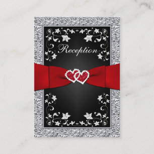 Black Silver FAUX Foil, Blommigt, Red Recept Card Tilläggskort