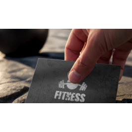 Black & Silver Fitness Trainer Kettlebell Barbell Visitkort