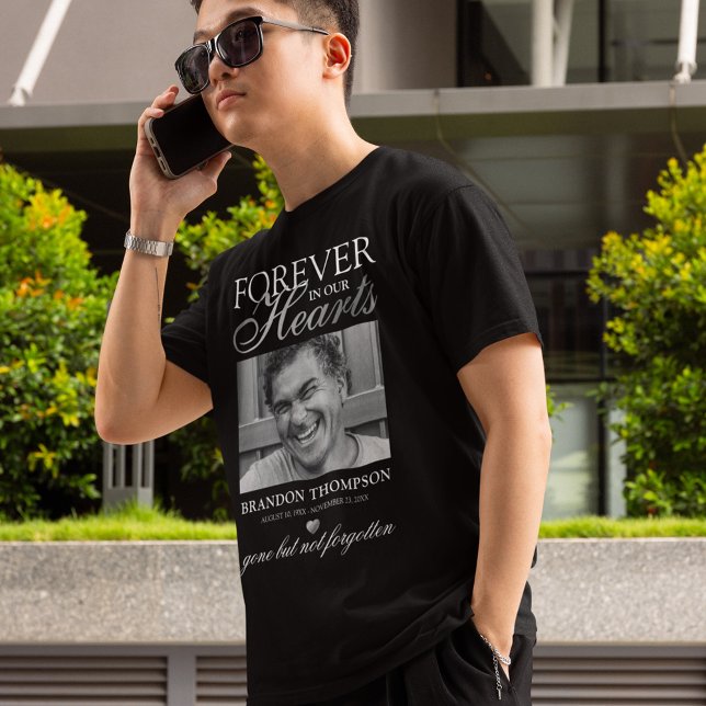 Black Silver Funeral Photo Memorial T-Shirt (Skapare uppladdad)