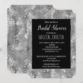 Black Silver Glam Glitter Snake Skin Inbjudningar