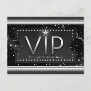 Black & Silver Glam VIP-stjärnors eventfest Inbjudan Vykort