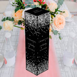 Black silver glitter elegant födelsedag presentask för vinflaska<br><div class="desc">En klassisk svart bakgrund. Dekorerad med faux silver glitter. Anpassa och lägg till namn,  ålder och datum.</div>