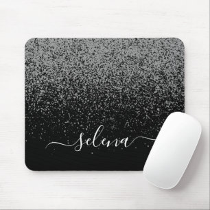 Black Silver Glitter Girly Monogram Musmatta