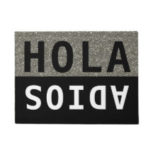 Black & Silver Glitter Hola Adios Spansk välkomst