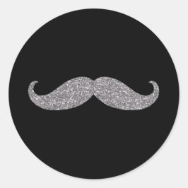 Black Silver Glitz Mustache Runt Klistermärke