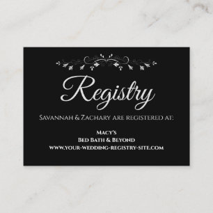 Black & Silver Grått Elegant bröllop register Tilläggskort