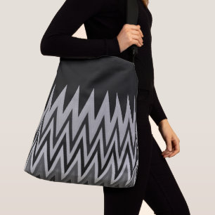 Black Silver Grått Grått Chevron Mönster Axelväska