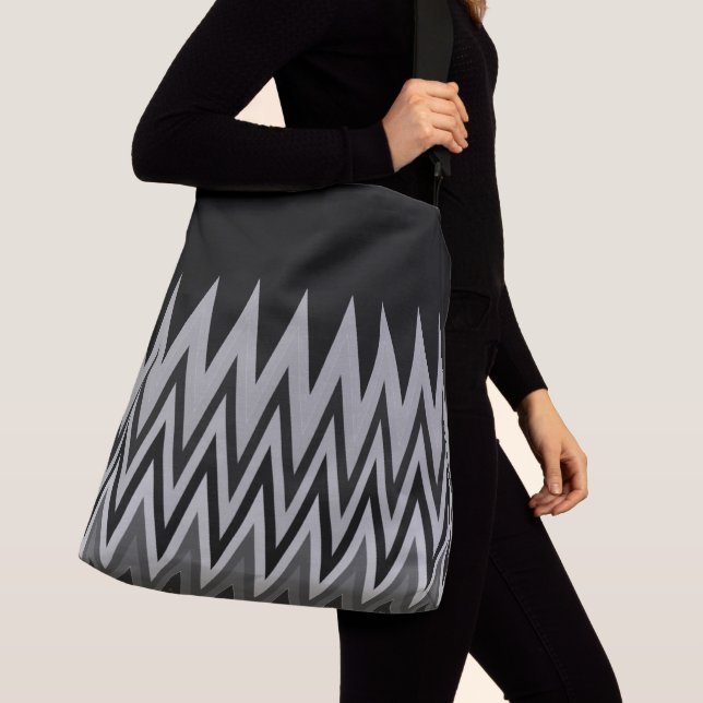 Black Silver Grått Grått  Chevron Mönster Axelväska (Närbild)