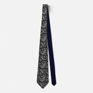 Black & Silver Grått Mönster Neck Tie Slips