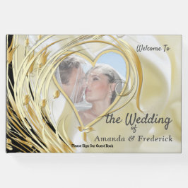 Black-Silver & Guld-Satin, koppar/Brass Struktur Gästböcker