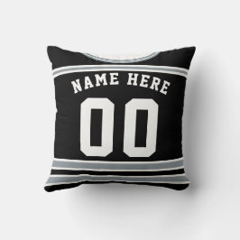 Black Silver Hockey Jersey Namn & Number-mall Kudde