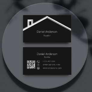 Black silver house tak modern QR-kod Visitkort