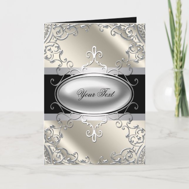 Black Silver Ivory Greeting Card Kort (Framsida)