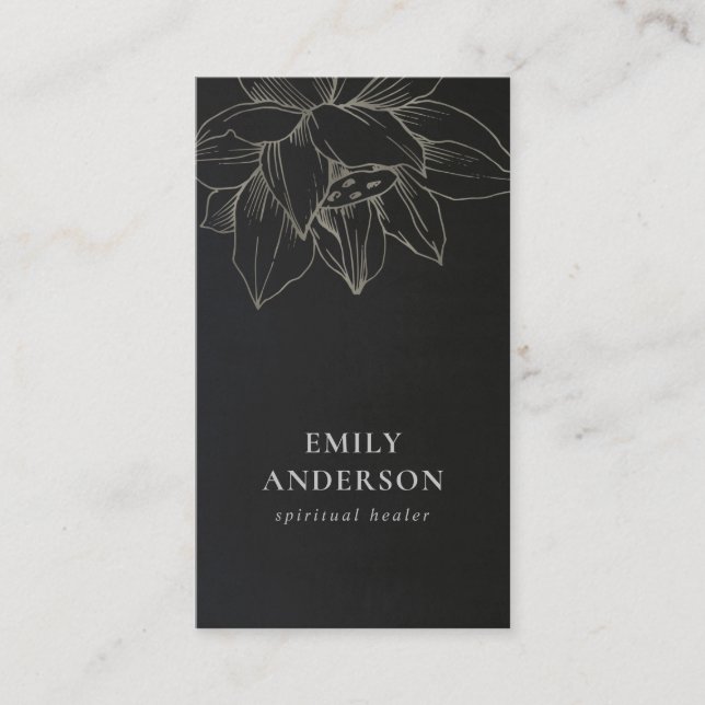BLACK SILVER LOTUS ENKEL REIKI ANDLIG HEALER VISITKORT (Framsida)