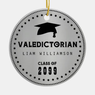 Black & Silver Masculine Valediktorian Studenten Julgransprydnad Keramik