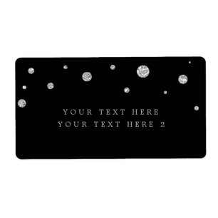 Black & Silver Modern Dots Party Paket-etikett Fraktsedel