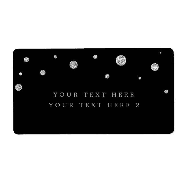Black & Silver Modern Dots Party Paket-etikett Fraktsedel (Framsidan)