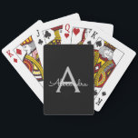 Black Silver Modern Script Girly Monogram Namn Casinokort<br><div class="desc">Uppspelningskort i svartvitt och Silver i Monogram Namn. Det gör perfekten söt 16-årsjubileum,  bröllop,  möhippa,  årsdag,  babydusch eller bachelorette-fest för någon som glam lyxen och chic stilar i kärlek.</div>