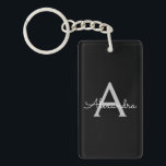 Black Silver Modern Script Girly Monogram Namn Nyckelring<br><div class="desc">Nyckelkedjan Black and Silver Simple Script Monogram Namn. Det gör perfekten söt 16-årsjubileum,  bröllop,  möhippa,  årsdag,  babydusch eller bachelorette-fest för någon som glam lyxen och chic stilar i kärlek.</div>