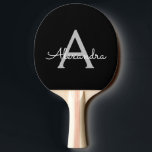 Black Silver Modern Script Girly Monogram Namn Pingisracket<br><div class="desc">Svart och Silver-skript Monogram Namn Ping Pong Paddle. Det gör perfekten söt 16-årsjubileum,  bröllop,  möhippa,  årsdag,  babydusch eller bachelorette-fest för någon som glam lyxen och chic stilar i kärlek.</div>