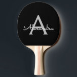 Black Silver Modern Script Girly Monogram Namn Pingisracket<br><div class="desc">Svart och Silver-skript Monogram Namn Ping Pong Paddle. Det gör perfekten söt 16-årsjubileum,  bröllop,  möhippa,  årsdag,  babydusch eller bachelorette-fest för någon som glam lyxen och chic stilar i kärlek.</div>