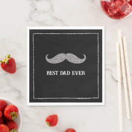 Black Silver Mustache Best Pappa någonsin Pappersservett