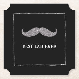 Black Silver Mustache Best Pappa någonsin Underlägg Papper