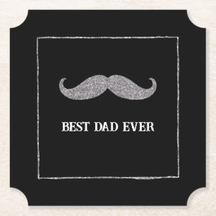 Black Silver Mustache Best Pappa någonsin Underlägg Papper