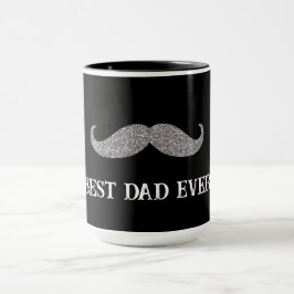 Black Silver Mustache Fars dag Mugg