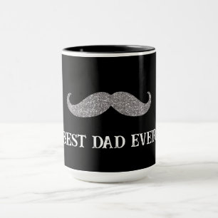 Black Silver Mustache Fars dag Mugg