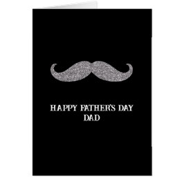 Black Silver Mustache Fars dag OBS Kort