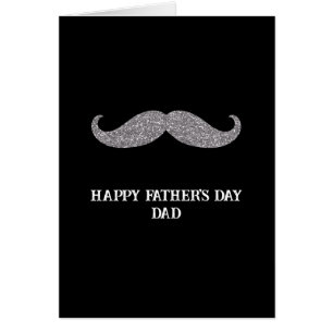 Black Silver Mustache Fars dag OBS Kort