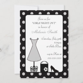 Black Silver Polka Dot Girl's Night Out Inbjudningar