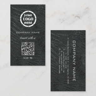 Black Silver Professionell Design Modern QR-kod Visitkort