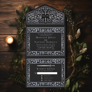 Black Silver Royal Medieval Sword Bröllop