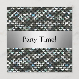 Black Silver Sequins Födelsedagsfest Inbjudningar