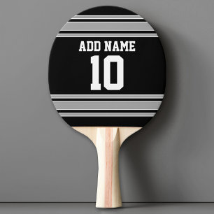 Black Silver Sports Jersey med ditt namn och numme Pingisracket