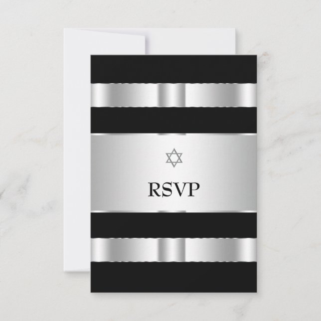 Black Silver Star of David Pub Mitzvah OSA kort (Framsida)