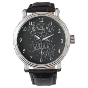 Black & Silver Sten & Roll Logotyp Wrist Watch Wat Armbandsur