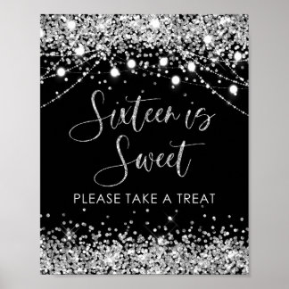 Black Silver Sweet sixteen är Sweet Treat Sign Poster