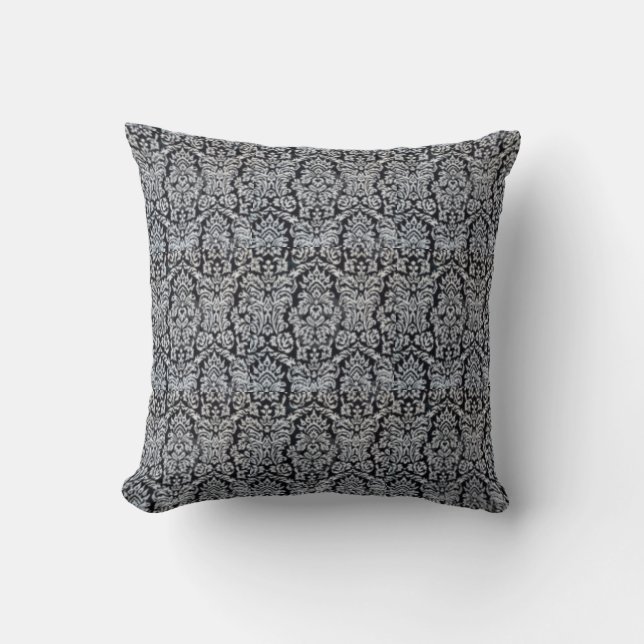 Black Silver Textured Designer Pillow Kudde (Framsida)