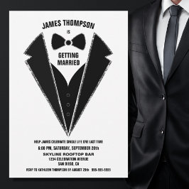 Black Silver Tuxedo Bachelor Party Inbjudningar
