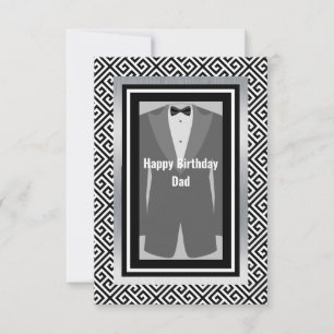 Black, silver tuxedo-födelsedagen pappa tuxedo tack kort