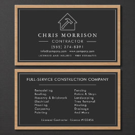 Black & Silver Wood Building Construction  Visitkort